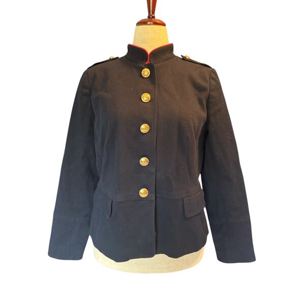 Talbots Navy Military Jacket Gold Buttons Size 14 - Picture 1 of 14